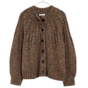Madewell Harwood Cable Knit Mock Neck Cardigan